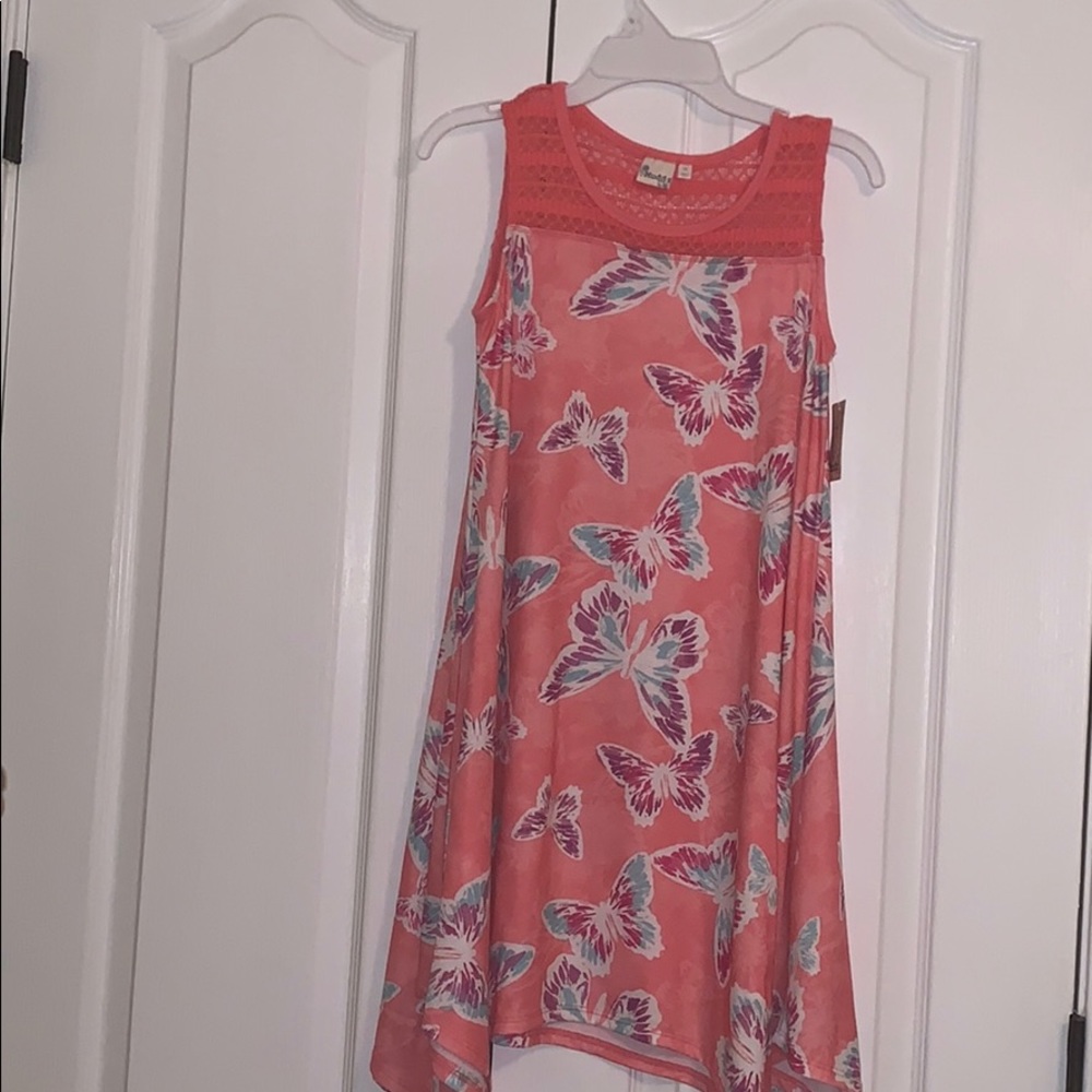 Girls flowing butterfly lace top dress